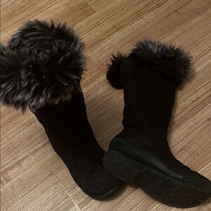 Hot Cakes Little Girls Black Fur-Trimmed Boots, Size 13!!